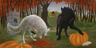 Spooky forest graphic design illustration