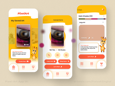 Children's Art App Mobile UI UX app branding design designer illustration mobile modern ui ui ux