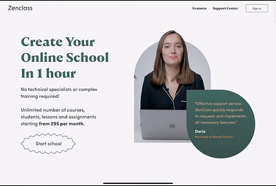 Website design for Zenclass design platform school site ui ux web website