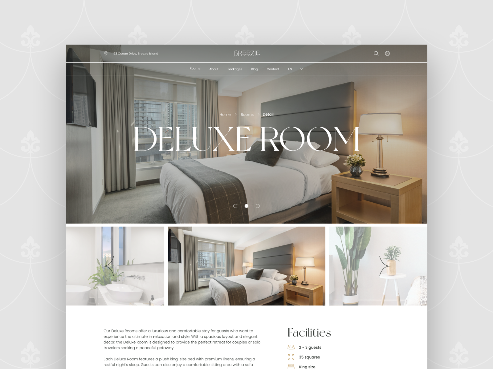 Hotel Room Detail Website UI by Ken Ayu Galuh Satiti for Peterdraw ...