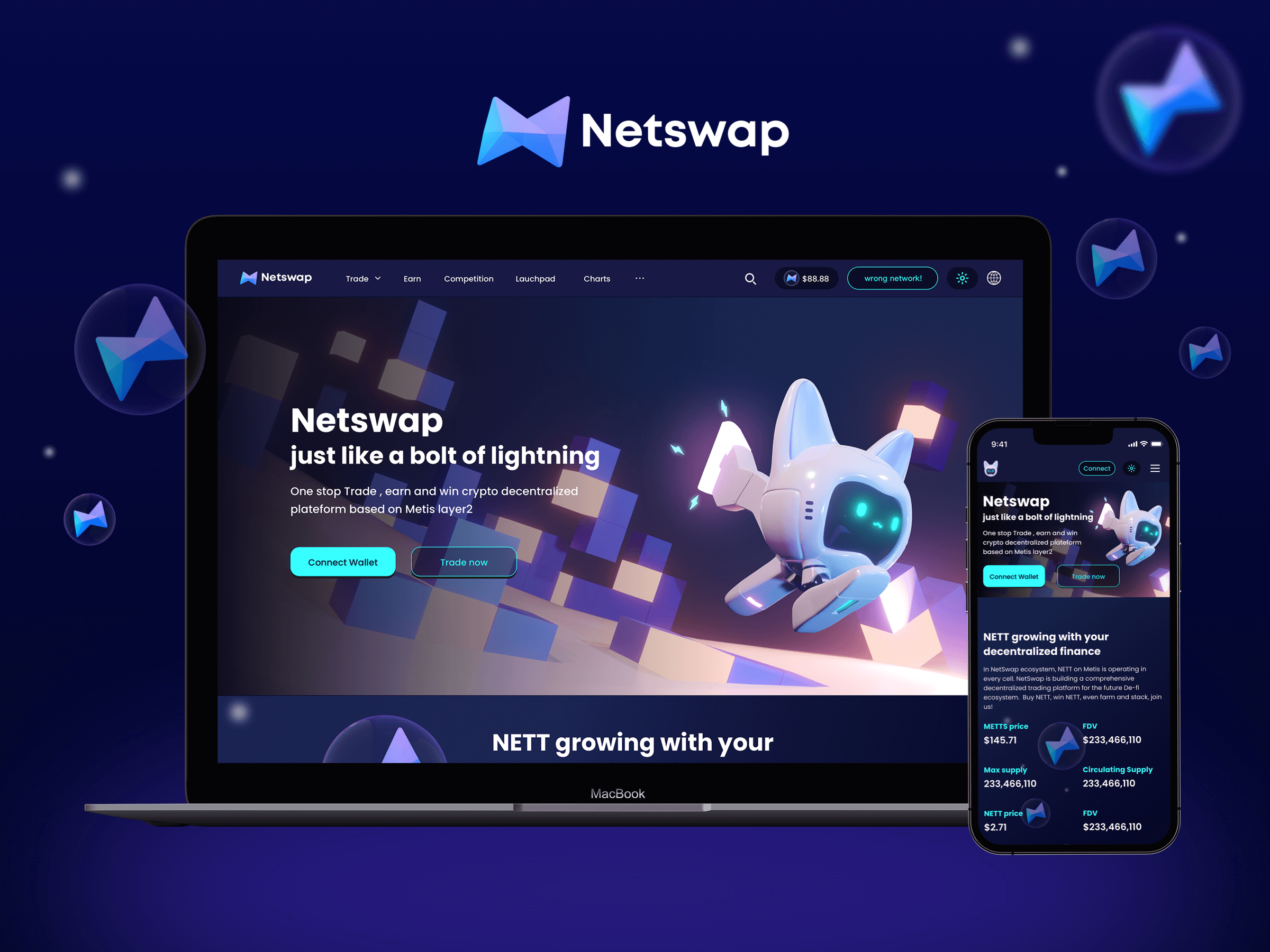 NetSwap - Decentralized Exchange 3d branding crypto cryptocurrency dapp decentralized exchange dex finance graphic design logo nft swap ui web3