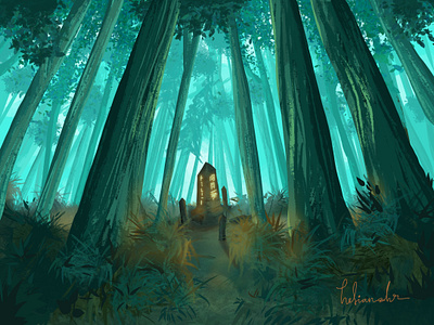 A Monument in the Middle of the Forest concept art design environment design graphic design illustration procreate