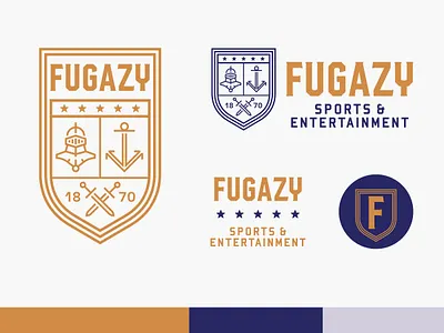 FSE Logo System anchor crest emblem entertainment events fugazy gold icon identity knight logistics logo organization shield sports star stars sword system