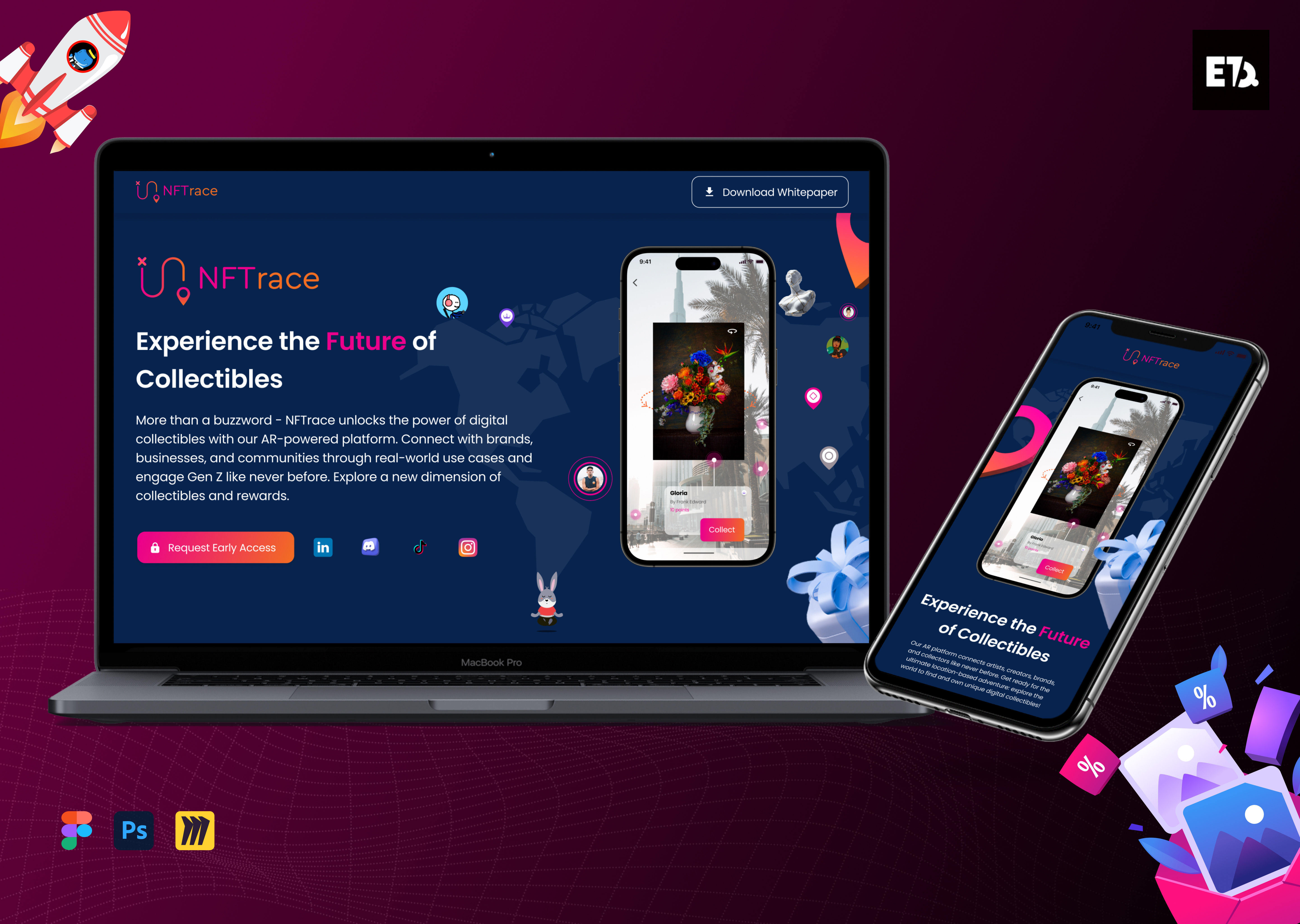 NFTrace Web Design app design illustration nft nft app nftapp product design ui uiux web design website website design