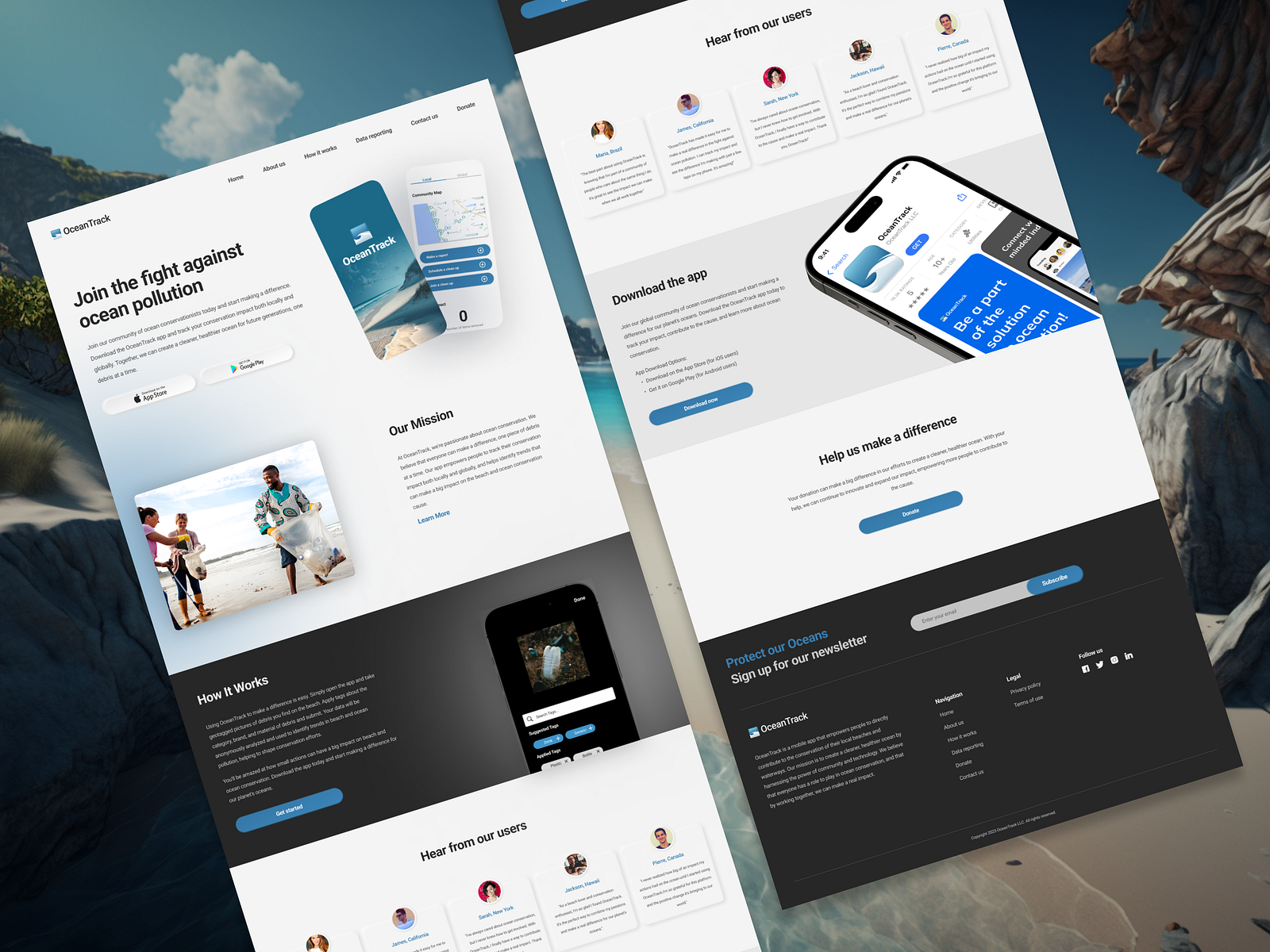 Beach Clean-up App - Landing Page by John Medeiros on Dribbble