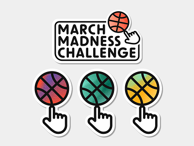 March Madness Stickers basketball bracket challenge gradient illustration logo march march madness mockup sticker texture