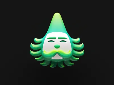 Magical Gnome 3D Logo brand identity branding character creature dwarf face hat beard moustache fairy tale gnome goblin happy leprechaun logo mark symbol icon marketplace mascot mihai dolganiuc design modern nft positive smile web3