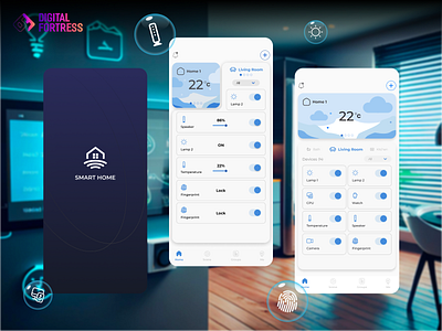 Smart home - Mobile application for IoT devices control controling dashboarch digitalfortress home monitoring household internet of thing iot app iot dashboarch mobileapplication smart smart home smart home app ui ux