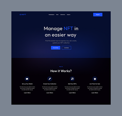 Gtnft - NFT landing page design design figma graphic design nft nft 2023 nft landing page ui ux