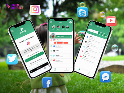 Disco - Mobile application for parents monitor social media digitalfortress mobileapplication monitor monitor social social tracking ui ux