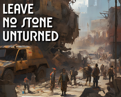 Leave no stone unturned ai art aiia apocalypse cityscape fantasy futurism imagination nft punk ruins