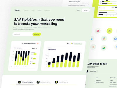 Uprio-SAAS Platform Web Design analytics b2b crm enterprise graphs marketing site marketing tool saas saas app saas landing page saas platform software web web3 webflow yuki