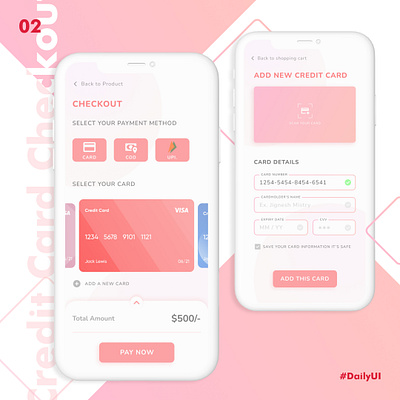 Credit Card Checkout Screen 100dayuichalenge checkout creditcard dailyui day2 graphic design minimal pink