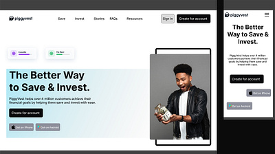 redesigned Piggyvest hero page app branding design graphic design illustration logo typography ui ux vector