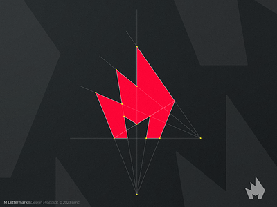 M | Lettermark Design fire geometric grid icon letter m lettermark logo design minimalist sharp triangles