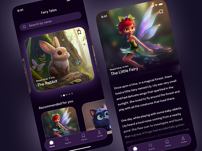 Tale Reader app for kids chatgpt fairy tale kids app midjourney mobile app reader tale tale app tale reader ui user interface visual design