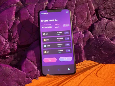 sync mobile mockup 3d 3d art beach design graphic design illustration mobile mockup phone rocks ui visualisation