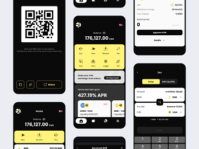 Automated Market Maker app blockchain crypto decentralized decentralized wallet design kit mobile receive send swap ui ux uxui