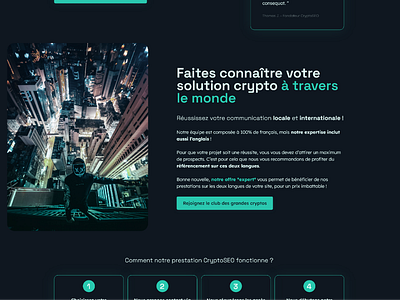 Web design landing page for a cryptocurrency SEO company landingpage