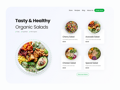 Salad Landing Page UX-UI Design design figma design food website design fruit healthy food healthy food landing page home page landing page landing page food modern website salad landing page salads ui ui design ux web design webdesign website