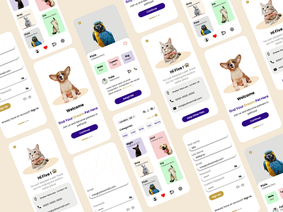 Pet Adoption Mobile Design App branding design graphic design typography ui