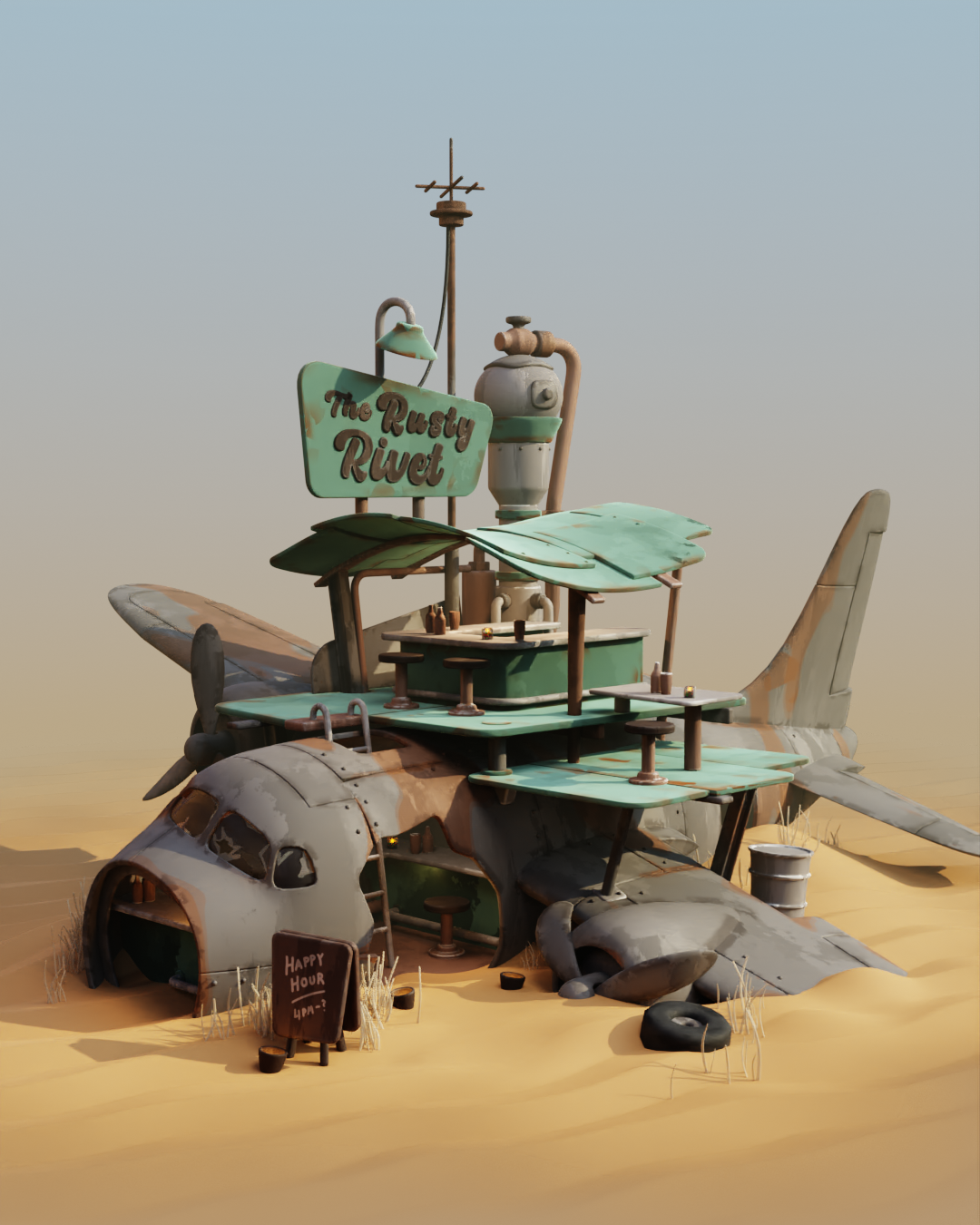 The Rusty Rivet 3d blender blender3d diorama