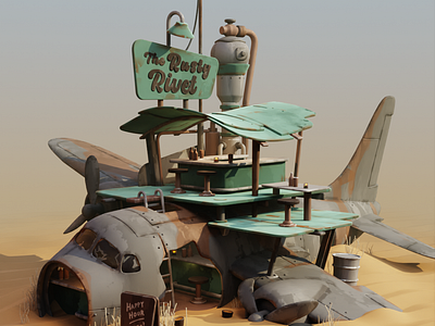 The Rusty Rivet 3d blender blender3d diorama