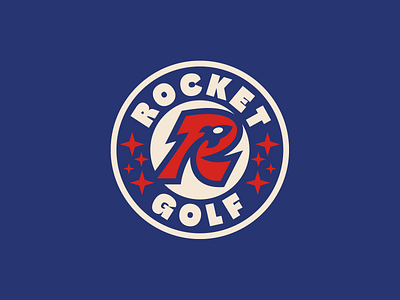 Rocket Golf - Badge badge branding design emblem golf graphic design icon letter logo negative space rocket space sport sports stars vector