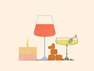 September Prompt / No.15 - Date candle chocolate date digital illustration drinks flat illustration prompt wine