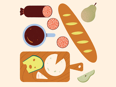 September Prompt / No.17 - Spring bread cheese coffee digital illustration flat illustration picnic picnic basket prompt spring