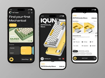 Keys- Mechanical Keyboard Mobile Apps app application card cart clean ecommerce ecommerce design ecommerce ui marketplace app mobile mobile app mobile application product page shop shopping app store ui ux