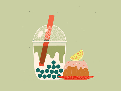 September Prompt / No.23 - Bubbles bubble tea bubbles desert digital illustration drink flat food food illustration illustration prompt tea