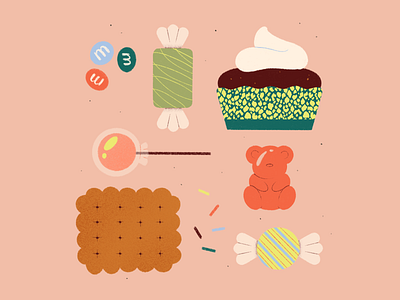 September Prompt / No.27 - Candy candy coockie digital illustration flat food food illustration gummy bear illustration mm prompt snacks sweets