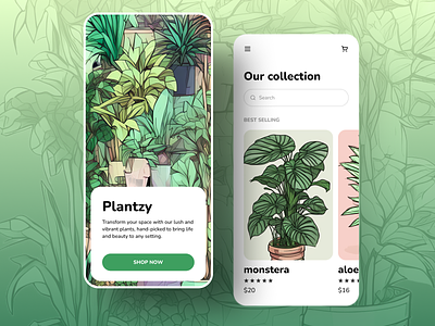 Day 25: Plant shop build illustration plant app plant shop ui design