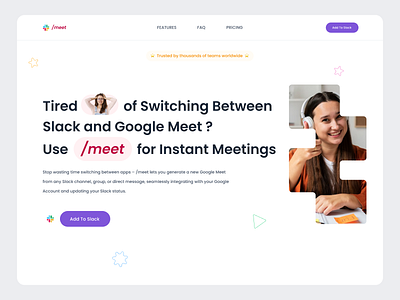 Slack App - Web Design design google meet landing page slack ui web design website design