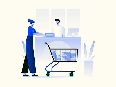 Checking out with a cashier app illustration branding design flat graphic design illustration minimal simple texture ux vector web illustration