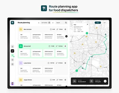 Route planning app for food dispatchers app maps ui ux