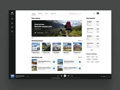 Autrek - Podcast website card card design dashboard podcast trekking ui weather website