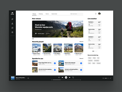 Autrek - Podcast website card card design dashboard podcast trekking ui weather website