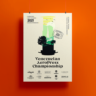 Official Flyer - Venezuelan AeroPress Championship 2021 editorial design flyer illustration