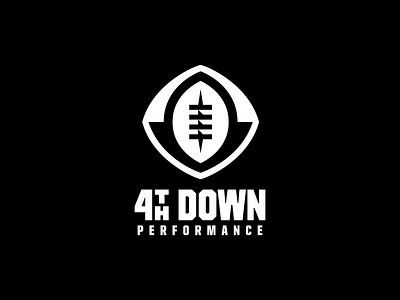 4th Down Performance ✦✦✦ Logo Design 4 arrow ball down football kick kicking laces logo performance sports
