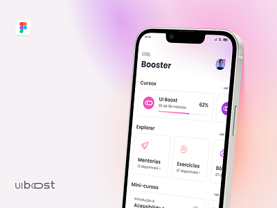 uiBoost App app aulas curso gradient home mobile projeto ui uiboost uidesign