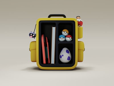 Pokebag 3d art backpack bag blender blender3d concept creative cute design game graphic design isometric nintendo photoshop pokeball pokedex pokemon render ui