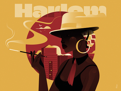 Harlem afro afro american cigarette district fireart gangster girl harlem illustration jazz mafia manhattan new york nyc soul street vector whisky woman yellow