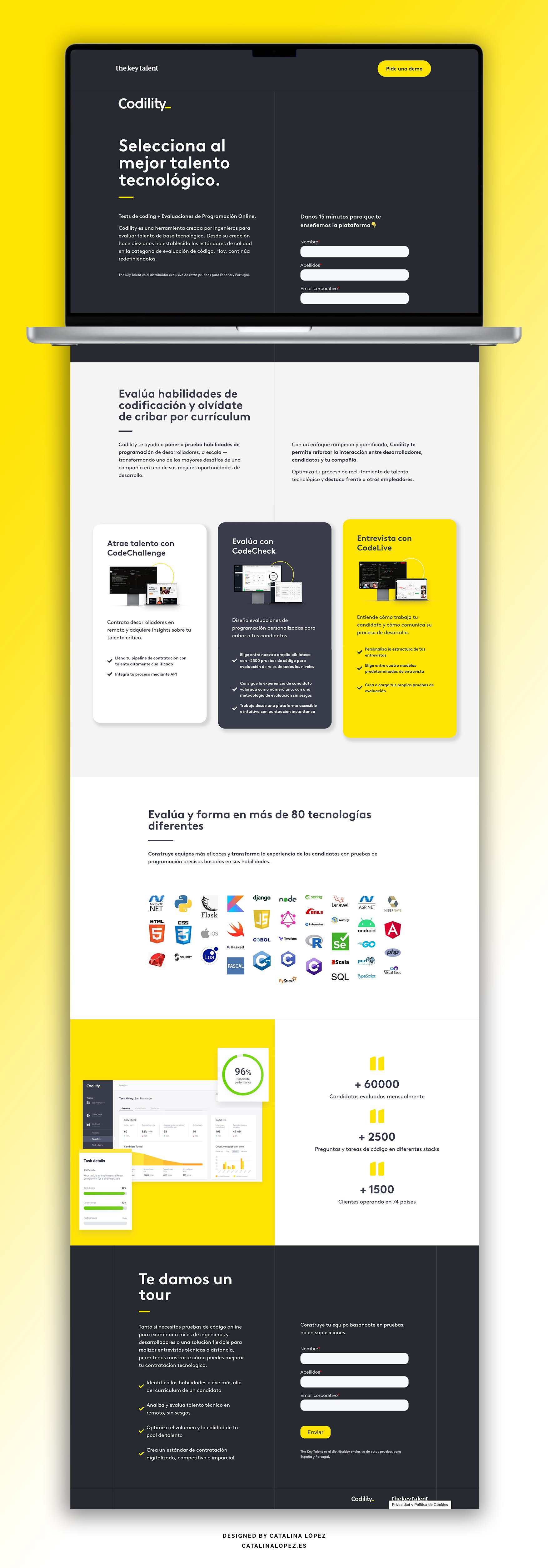 Landing Page Web design for The Key Talent + Codility contact form design landing page sales page ui web design website design wordpress