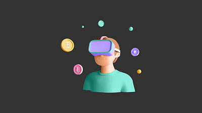 3D Man Wearing VR Illustration. 3d branding design flatcharater graphic design illustrations
