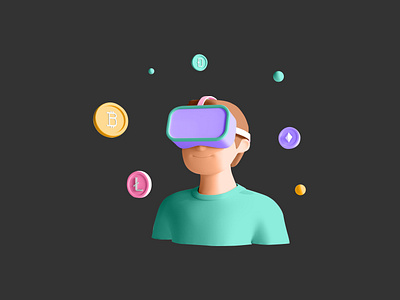 3D Man Wearing VR Illustration. 3d branding design flatcharater graphic design illustrations