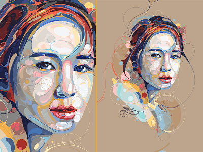 Laura Basuki abstract colorful curve design freehand illustration illustration portrait portrait portrait illustration women portrait