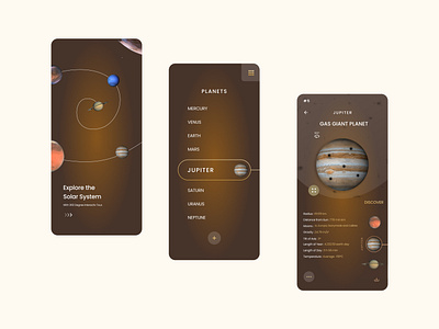 Mini Solar System Guide App app design solar ui