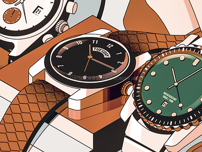 My Watch Collection business inspired design illustration isometric modern watch oris product illustration vintage watch watch watch collection